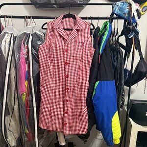 SHEIN Red Gingham Checkered Top